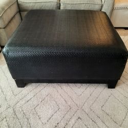 Black  Leather Ottoman