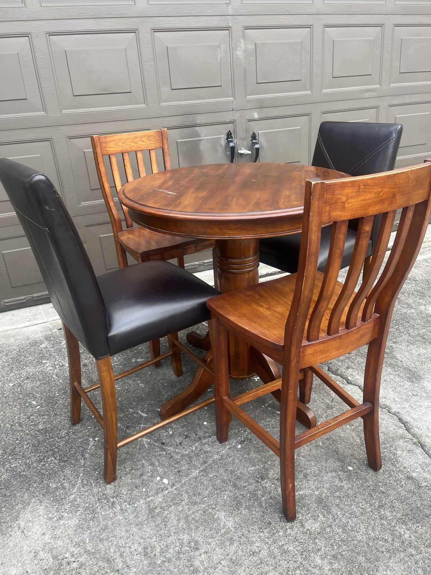 Solid Wood Pub Dining Table & Barstools Set