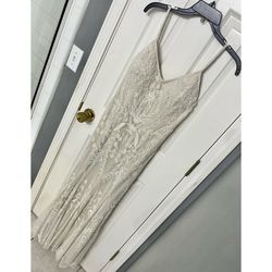 Ivory Beaded Sheath Wedding Dress Gown, Melissa Sweet, Size 4-6, Mermaid, Prom