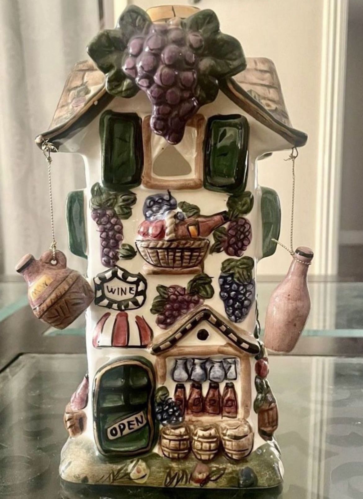 ELEMENT Vintage Wine House Candle Holder - 10" Tall Rustic Charm