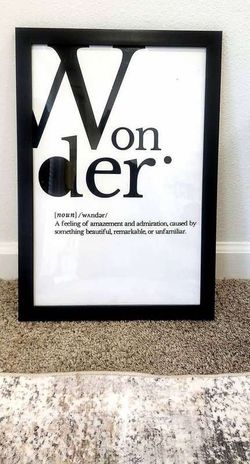 Handmade “Wonder” Definition Typography Print, Framed