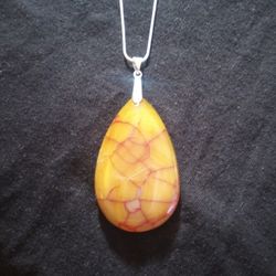 Carnilian And 925 Sterling Silver Chain 