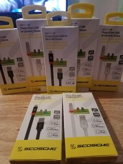 Scosche 6ft Iphone lightning charging flat out cable