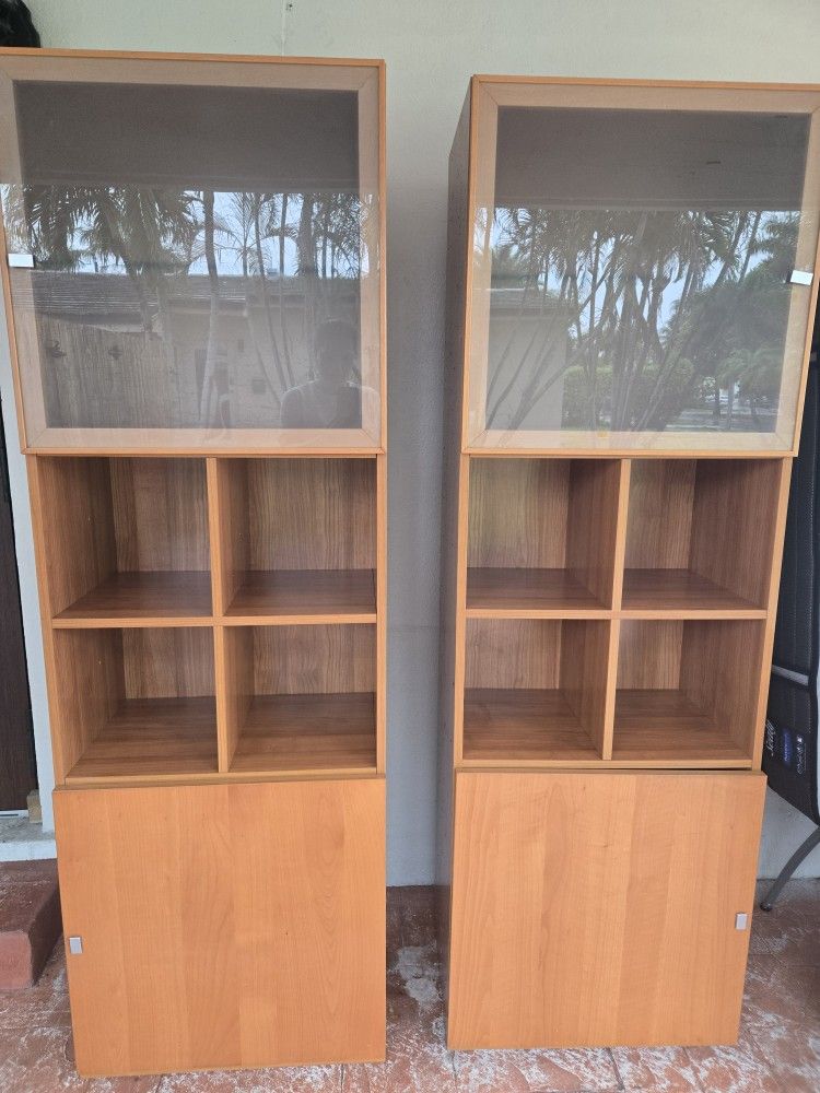 Set Of 2 Tall Shelves/ Bookshelves + Dresser/ TV Stand