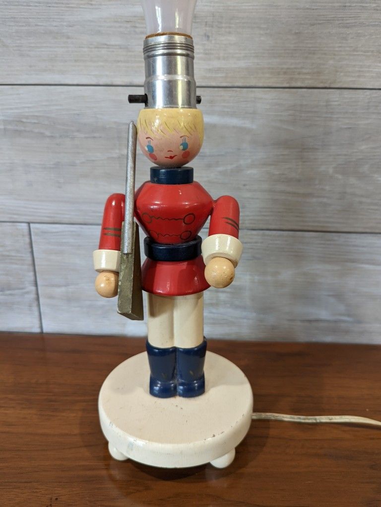 Vintage Wooden Toy Soldier Lamp 