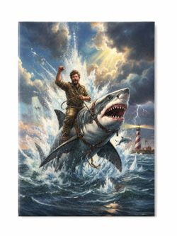 Epic Shark Rider Canvas Wall Art