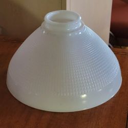 Mid Century Milk Glass Waffle Pattern Lamp Shade Diffuser 