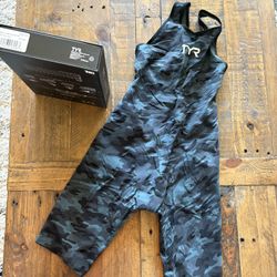 Tyr Venzo Camo Tech Suit Teal Size 25 Closed Back