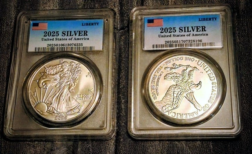 Two eagle commemorative coins