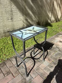 Outdoor wrought-iron side table