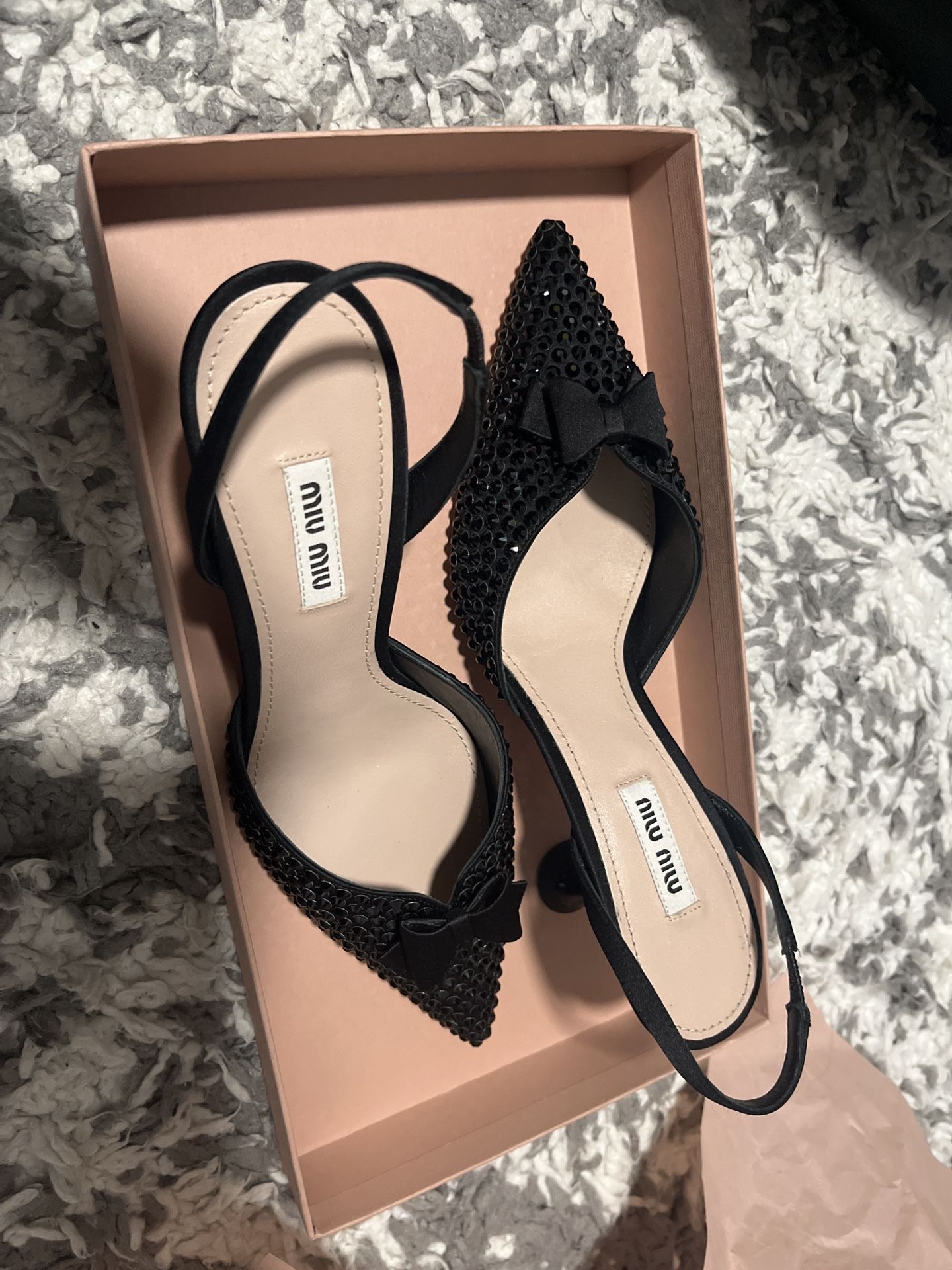 BRAND NEW Miu Miu Black Embellished Heels - Size 36