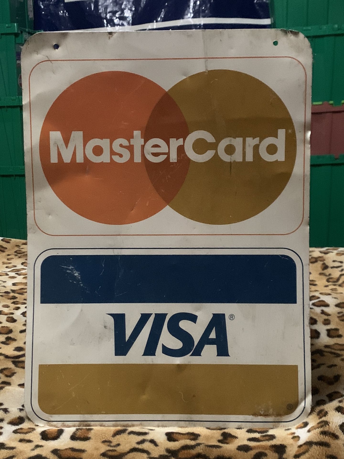 Visa Mastercard Double Sided Metal Vintage Sign