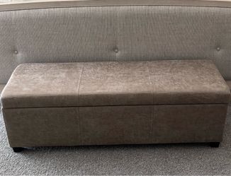 Wyndenhall Distressed Gray Taupe Storage Ottoman Bench