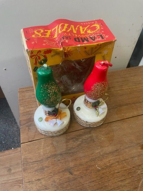 Vintage Christmas Candles Mid Century With Original Box 