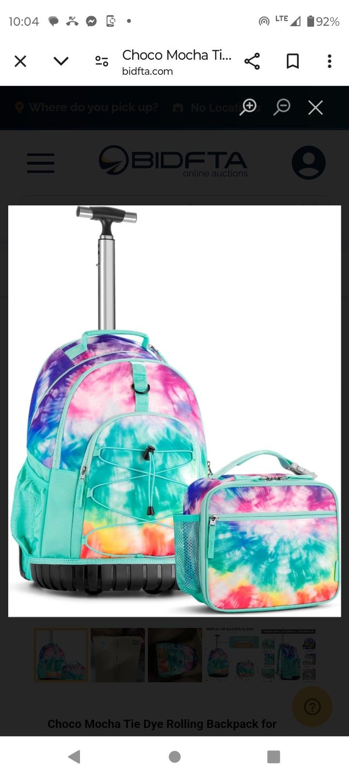 Choco Mocha Tie Dye Rolling Backpack