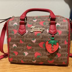 brown and red strawberry juicy couture bag 
