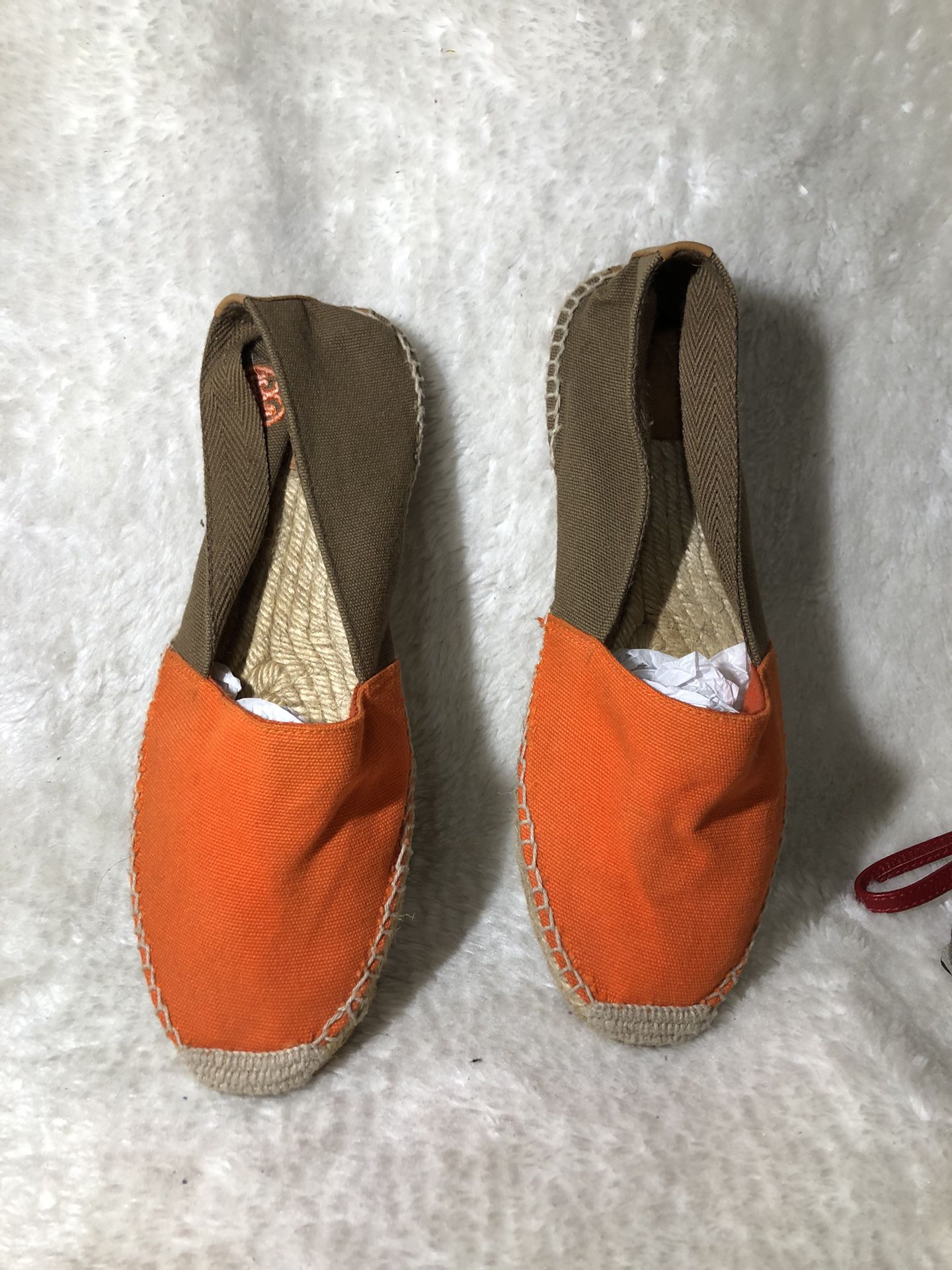 TORY BURCH ORANGE FLAT SHOES SIZE 10 \Made In Spain