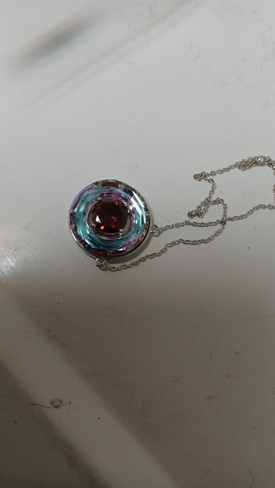Zales Ruby Center Piece 18 Inch Necklace With Aquamarine And Amethyst Swirl