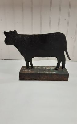 Primitive Metal Cut Out Cow Doorstop- Located in Shelton