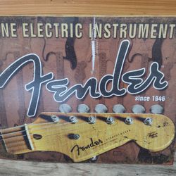 Fender Guitar Metal Sign