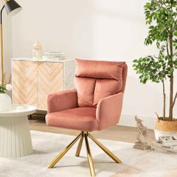 New Modern Accent Velvet Chairs Tufted Button Wingback Vanity Chair with Arms & Metal Gold Legs