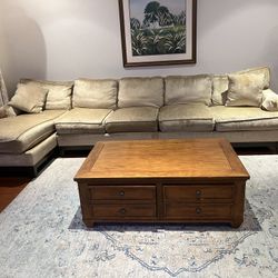 Left Arm chaise light beige sofa seats 6 people originally $5600 