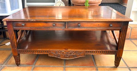 Solid Wood Coffee Table with Drawers