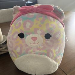Squishmallows Original 12-Inch Michaela Rainbow Leopard with Pink Bandana - Official Jazwares Plush