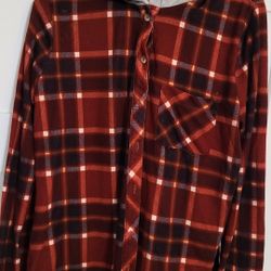 Plaid Top With Fuzzy Hoody