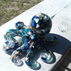 Cute little blue resin octopus