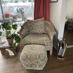 Vintage Chair And Matching Ottoman 