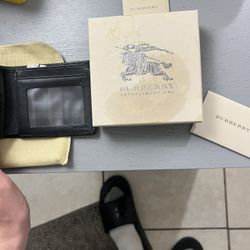 Burberry Calfskin Leather Bifold Wallet