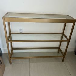Wide Rectangular Console Table in Brass, Entryway Table (2 available, each $70)