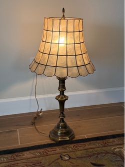 Vintage Capiz shell  lamp 32 inch