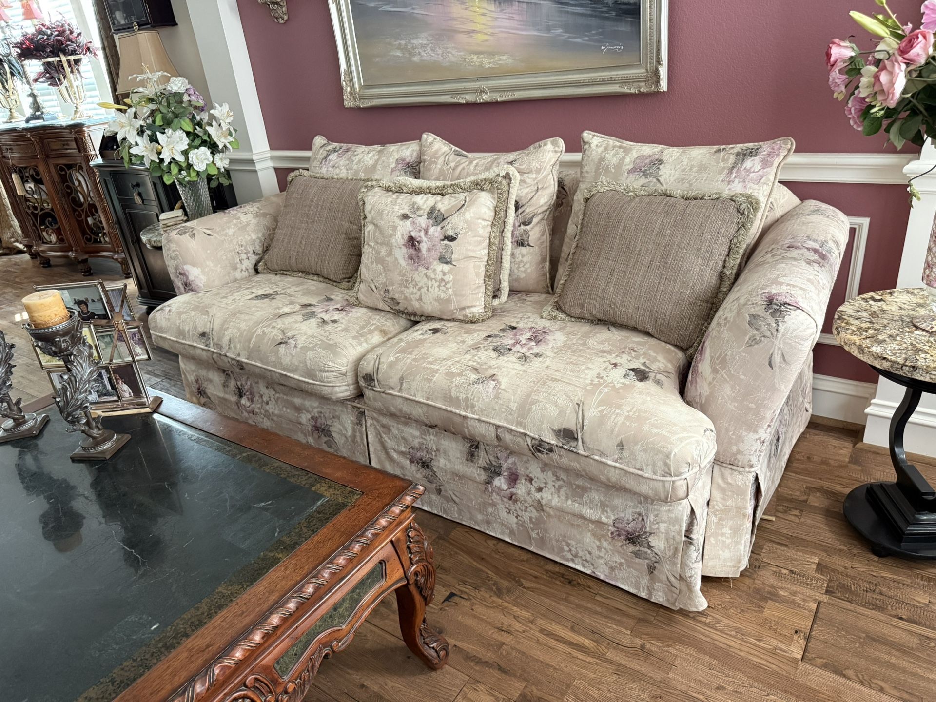 Three Seat Couch, Excellent Condition With Decorative Matching Pillows