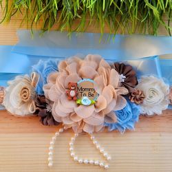 Teddy Bear Belly Sash _blue Teddy Maternity Sash/it's A Boy Sash