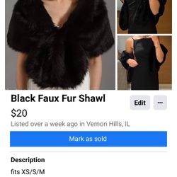 Black Faux Fur Shawl