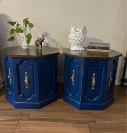 Pair of Hexagonal Cabinet End Tables