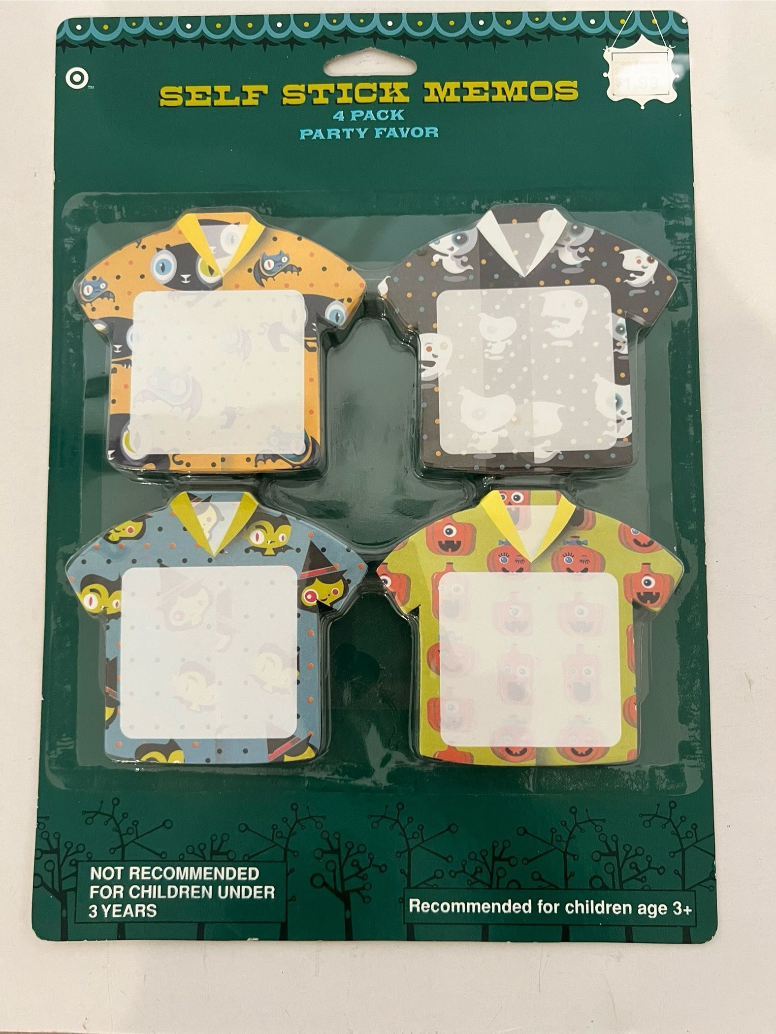 New Self Stick 4 Pack Halloween Memos - Party Favor