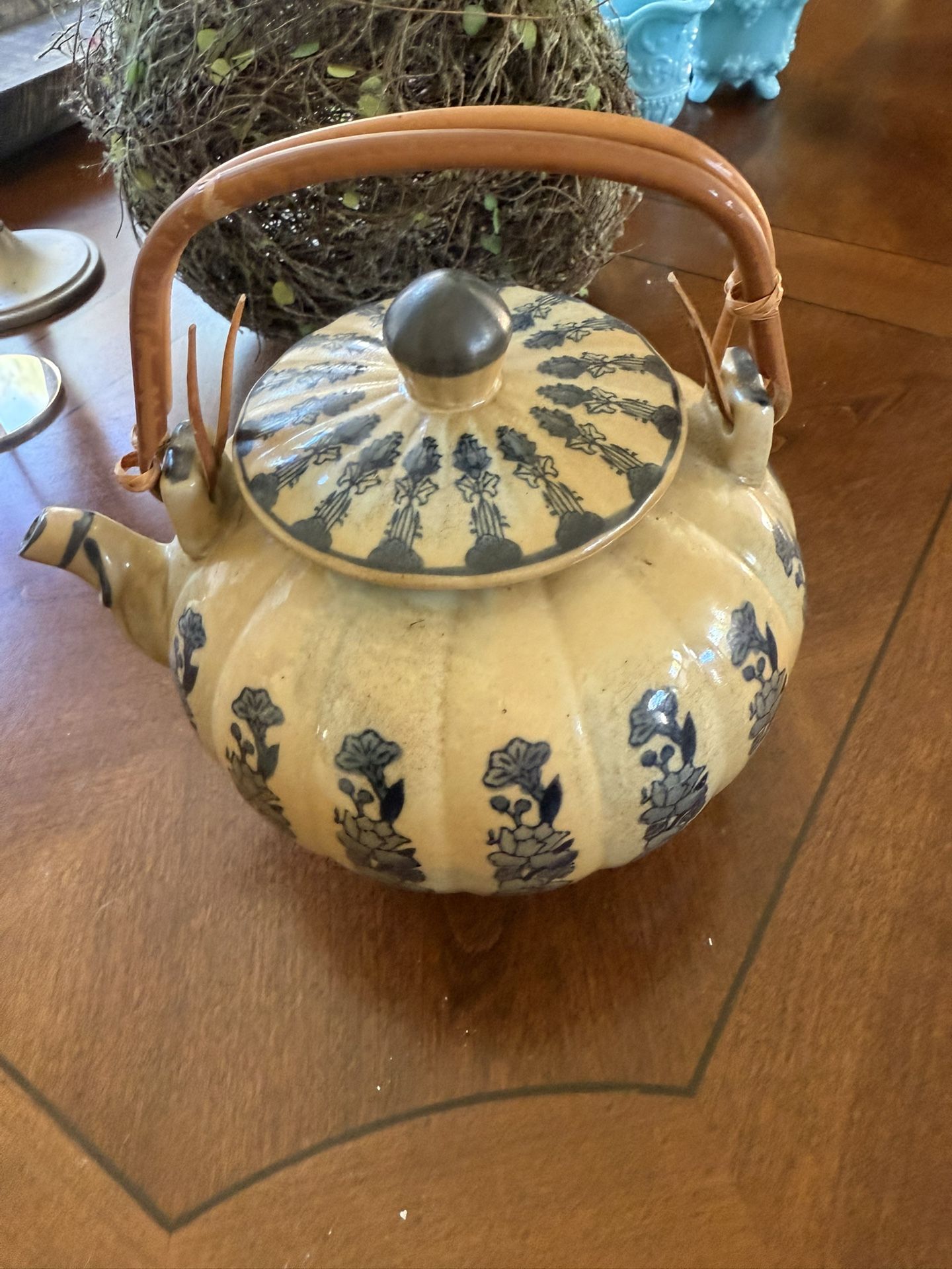 Vintage Tea Pot With Bamboo Handle