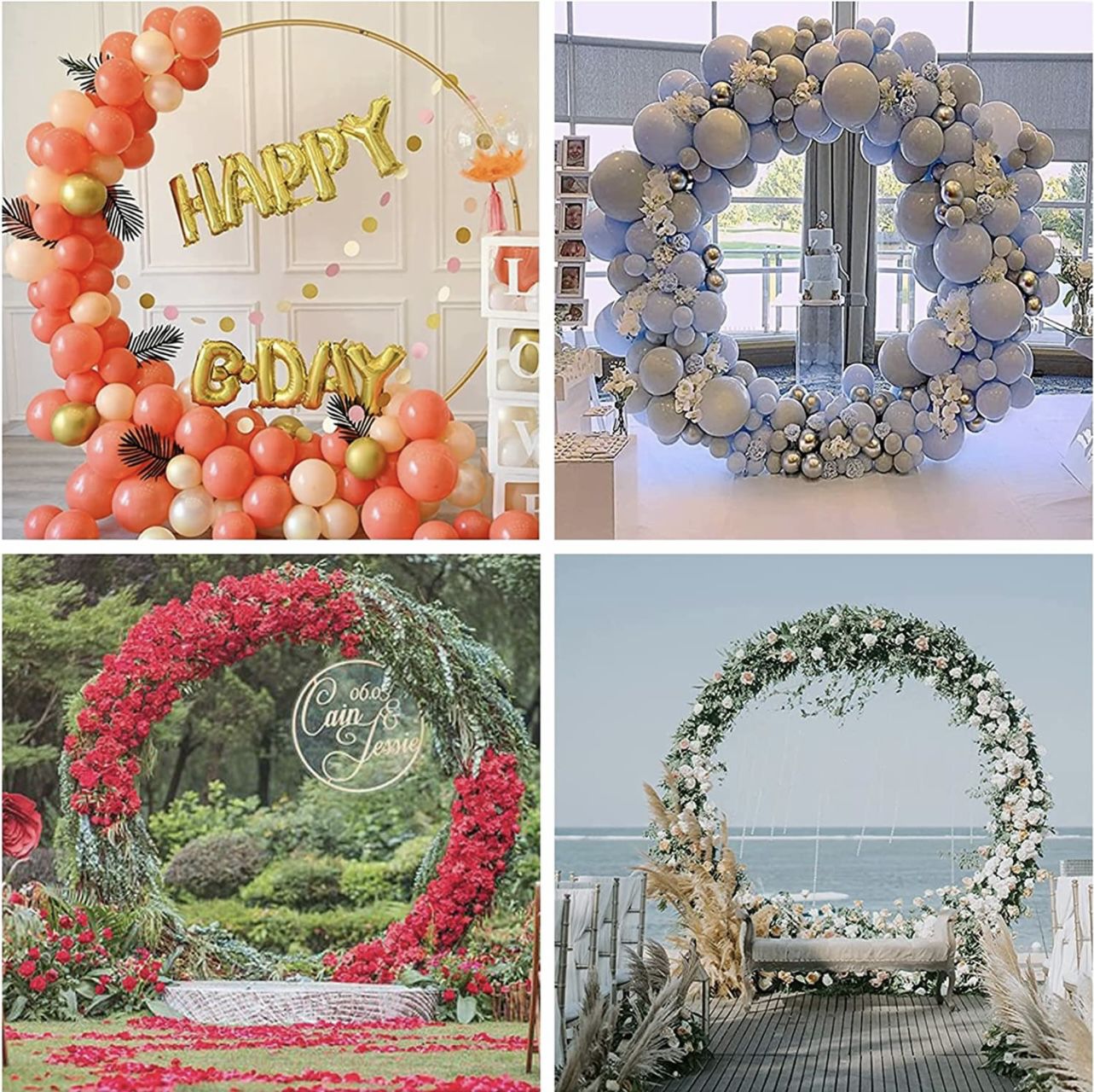 Round Balloon Arch Kit , 7.2ft(2.2m) Golden Circle Balloon Garland Backdrop Frame Stand for Birthday,Party, Wedding, Graduation,Baby Shower Pho