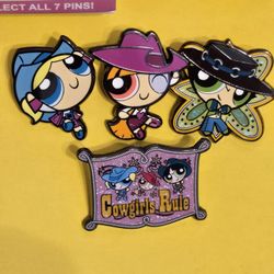 Cartoon Network Powerpuff Girls Character Cowgirls Inspired Metal Pin Combo Set