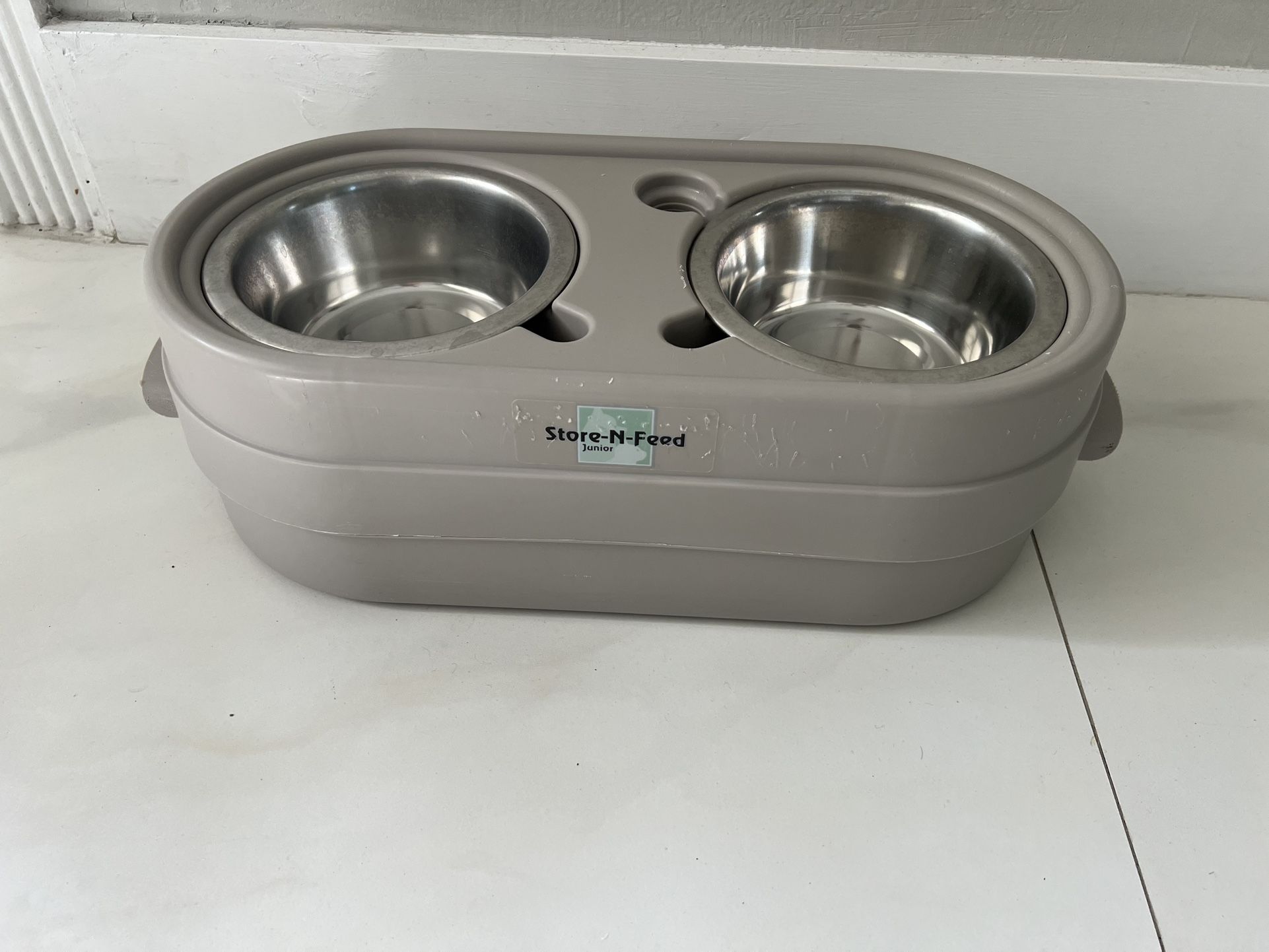 Our Pets Store-N-Feed Jr. Elevated Double-Diner Pet Feeder