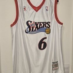 New Allen Iverson #6 Philadelphia 76ers February 10,2002 Hardwood Classics Mitchell & Ness  Size XL(48) White Jersey