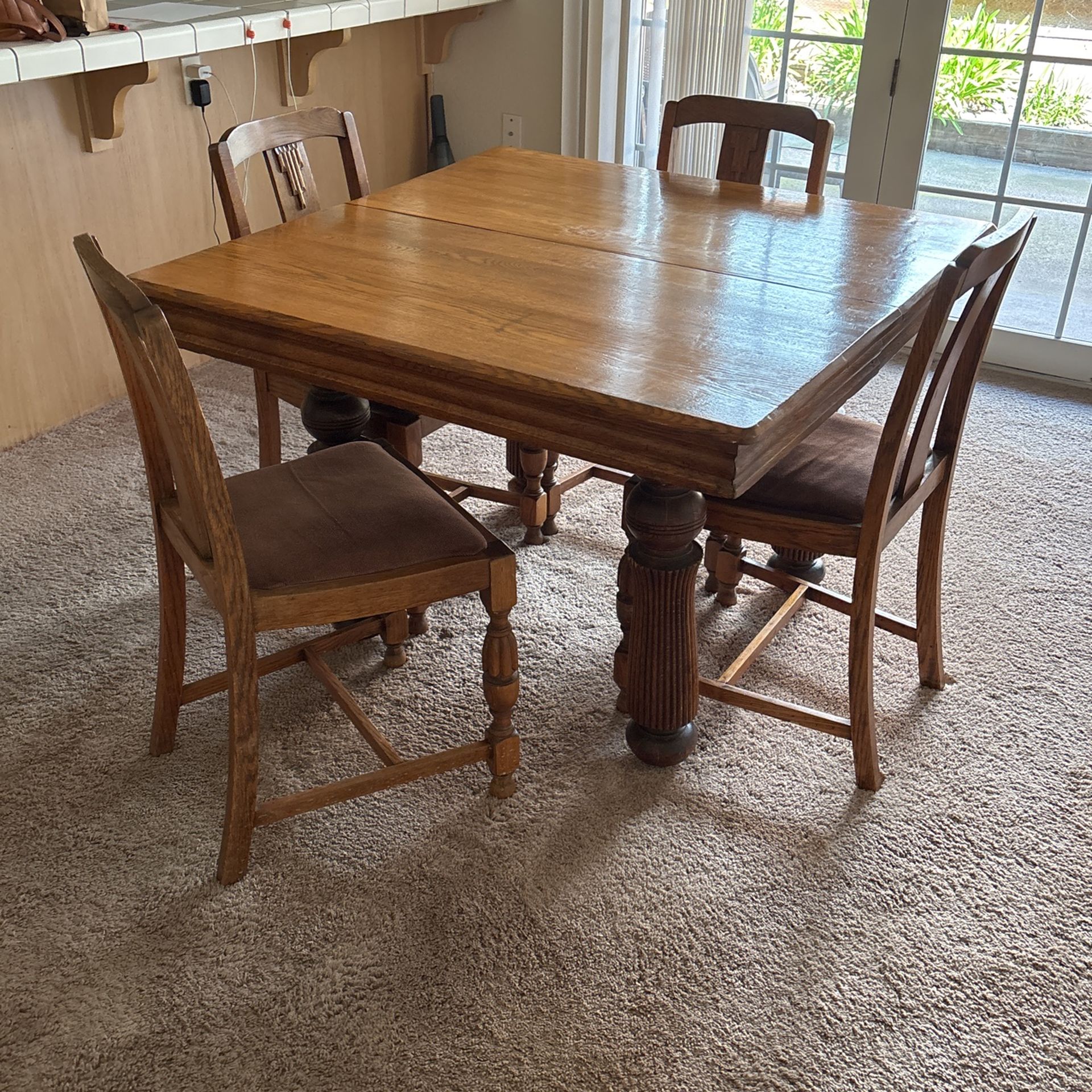 Antique Oak Dining Table And Chairs