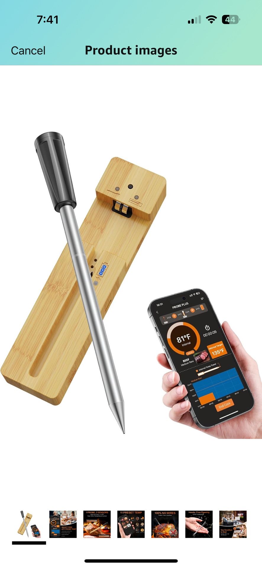 Meat Thermometer Digital Wireless for Grilling and Smoking, Grill Thermometer Smart with 230 Ft Range for Cooking, BBQ, Oven, Smoker, Air Fryer, Stove