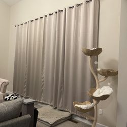 108” Length Curtains, Set Of 4, Beige / Taupe / Tan, Blackout Drapes, Light Filtering Shades