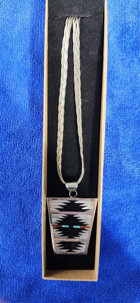 Vintage Zuni Pendant Necklace Sterling