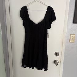 Arizona Jean Company Black Lace Mini Dress with Short Puff Sleeves