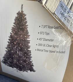 7.5FT Silver Christmas Tree W/ Clear lights